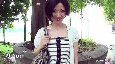 skinny asian teen tricked to inhale Strangers shaft in Car