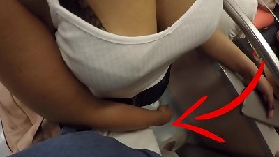 Unknown blonde mother with gigantic boobs started massaging My knob in Subway ! That's called clothed Sex?