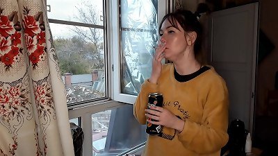 stepsister smokes a ciggy