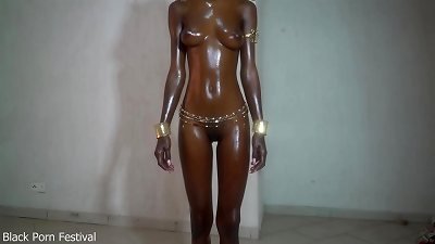 perfect shinny black body and oily funbags